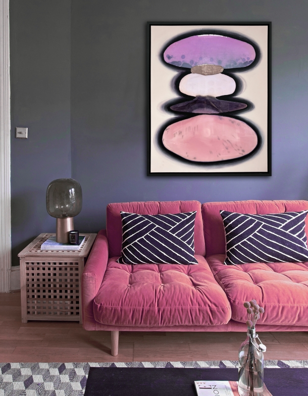 "Карамельная абстракция" №7 - Холст, Акрил, розовая поталь, эпоксидная смола.