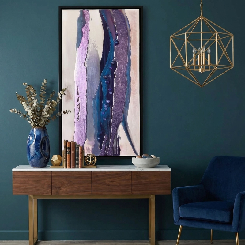 "Карамельная абстракция" №4 - Холст, Акрил, цветная поталь, эпоксидная смола.