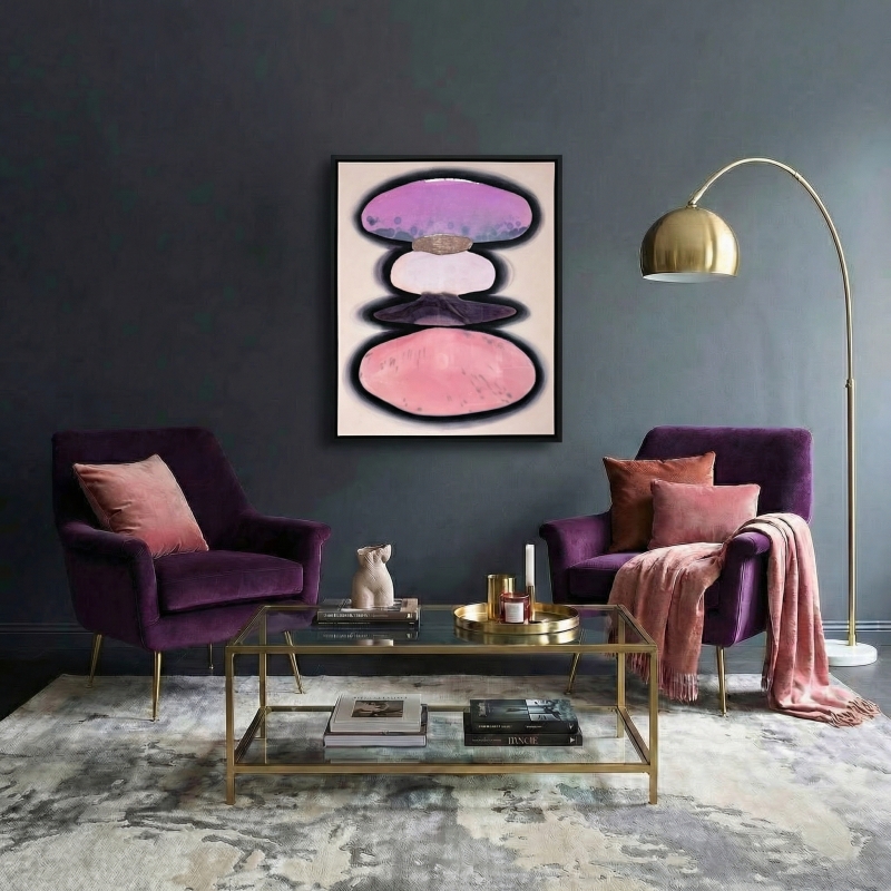 "Карамельная абстракция" №7 - Холст, Акрил, розовая поталь, эпоксидная смола.