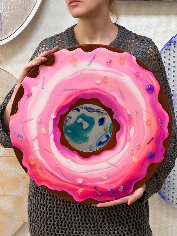 "Donut" "Пончик"  50см - Холст, Акрил, эпоксидная смола.