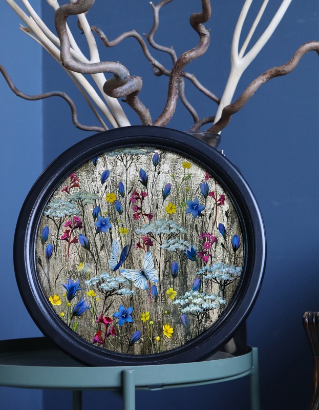 "Разнотравье" 30см - Холст, акрил, золотая поталь, эпоксидная смола.