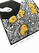 Линогравюра "Ценности" желтый. А3.