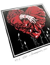 Линогравюра "Сострадание" красный.А3.