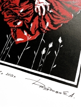 Линогравюра "Сострадание" красный.А3.